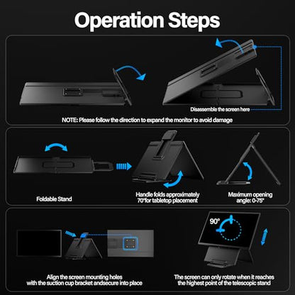 Setclod 23.8" Large Portable Monitor, 1080P FHD 100Hz Laptop Screen Extender, IPS 125% sRGB, Extra USB Hub for Office Gaming with Detachable Stand, Travel Monitor for Window, MAC, Xbox, Switch