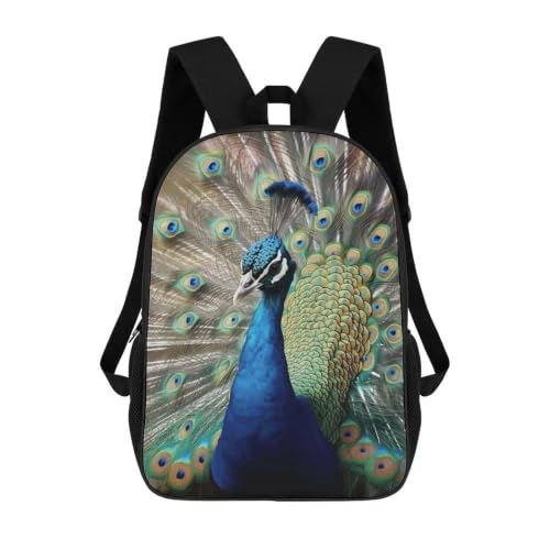 Laptop Backpack with Pocket, Large, Adjustable 17 Inch Bag, Waterproof | The Peacock Computer Bag for Work, Breathable, Expandable Backpack for Women Men, Portable