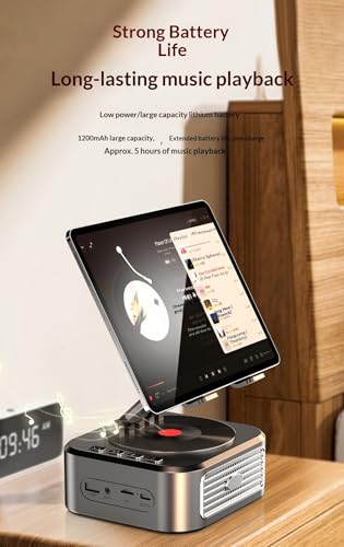 360° Rotating Tablet Desk Holder with Bluetooth Speaker & Battery | Dual Rod Mount Support for iPad Pro 13 12 11 Air Mini 5 4 3 Samsung Tab E-Reader, Tablet Table Stand Holder - color: Black with Bluetooth Speaker