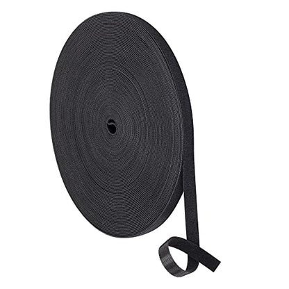 Xnakko 1cm Double Sided Hook and Loop Fastening Tape Reusable Cable Ties Nylon Fastening Tape Wire Manager for Home, Office (Black, 25Yard) - size: 3/8 in X 25 yd