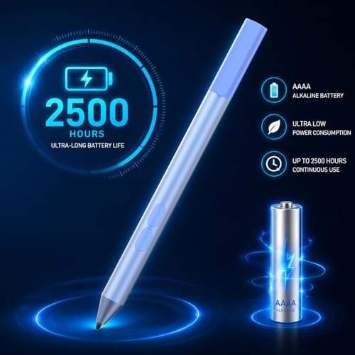 Active Pen for Surface Pro 11/10/9/8/X, Laptop, Book - 2500H Battery | MPP Stylus for Surface Go, Studio, Kobo HP ASUS, Palm Rejection, 1024 Pressurel for Students Artists Drawing Note-Taking - color: Azure