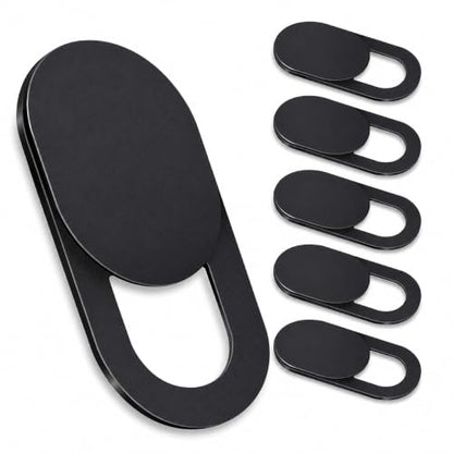 Webcam Cover 6-Pack - Ultra-Thin Camera Privacy Slide for Laptop, MacBook, iPad, Cell Phone & Tablet, Slim Reusable Webcam Blocker for Privacy Protection, Black