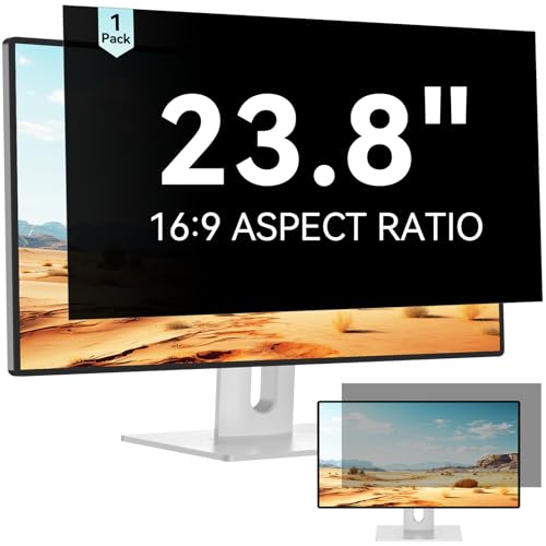23.8 Inch Computer Privacy Screen Filter for 16:9 Aspect Ratio Widescreen Monitor - Anti Glare Blue Light Filter, Removable Computer Monitor Privacy Shield, Anti-Scratch Screen Protector Film 23.8 in - size: 23.8'' Privacy Screen (16:9)
