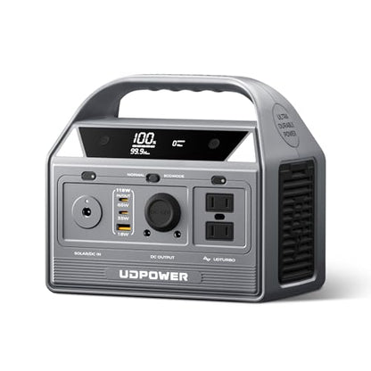 UDPOWER C400 256Wh Portable Power Station | 400W (800W Surge) Pure Sine Wave AC Outlet + PD3.0 USB-C | Solar Generator for Camping, Emergencies, CPAP - style: One Unit(C400)