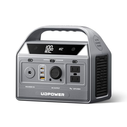 UDPOWER C400 256Wh Portable Power Station | 400W (800W Surge) Pure Sine Wave AC Outlet + PD3.0 USB-C | Solar Generator for Camping, Emergencies, CPAP - style: One Unit(C400)