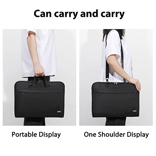 Voova Laptop Case 13 14 15 16 17 Inch with Shoulder Strap, Waterproof Laptop Bag Sleeve Slim Briefcase - color: Black, size: 17-17.3 Inch