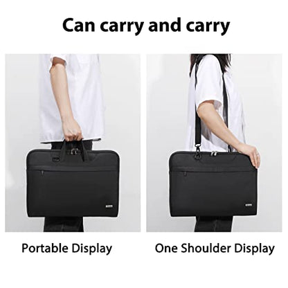 Voova Laptop Case 13 14 15 16 17 Inch with Shoulder Strap, Waterproof Laptop Bag Sleeve Slim Briefcase - color: Black, size: 17-17.3 Inch