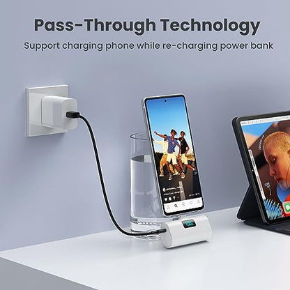 Mini Portable Charger for iPhone 17/16,Upgraded 5500mAh PD USB C Power Bank,Travel Essentials Pocket Phone Charger Battery Pack for iPhone 17/17 Pro Max/16/16 Pro/15 Series,Samsung Galaxy Android etc - color: White