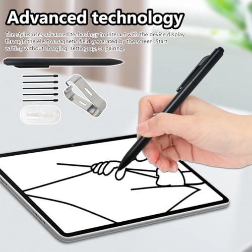 Replacement Digital Pen with Eraser, Stylus Pen with 5 Pen Tips and Pen Clip, 4096 Pressure Levels, Tilt Sensor, Palm Rejection, for Wacom One Upgraded