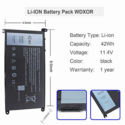 WDX0R Replacement Laptop Battery for Dell Inspiron 13 15 5000 7000 Series 5565 5570 7573 5379 5567 7378 5579 7560 7570 5568 7579 7375 5578 5378 Latitude 3340 3490 3590 3500 3390 Battery 11.4V 42Wh - size: WDX0R