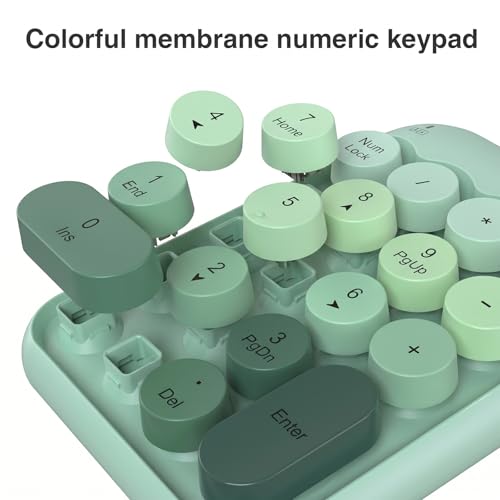 Lomiluskr Cute Wireless Number Keypad with 2.4G USB Receiver, 18 Colorful Round Keys Numpad, Portable Financial Accounting Numeric Keyboard, Suitable for PC, Laptop (Green Gradient) - color: Green Gradient