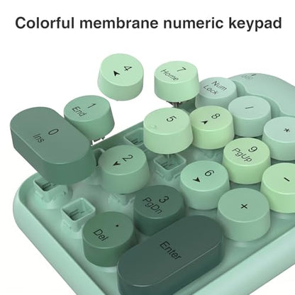 Lomiluskr Cute Wireless Number Keypad with 2.4G USB Receiver, 18 Colorful Round Keys Numpad, Portable Financial Accounting Numeric Keyboard, Suitable for PC, Laptop (Green Gradient) - color: Green Gradient