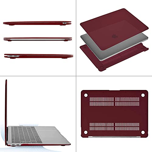 MOSISO Compatible with MacBook Air 13 inch Case M1 2021 2020 2019 2018 Release A2337 A2179 A1932 Touch ID, Plastic Hard Shell Cover&Keyboard Cover for MacBook Air 13.3 inch Case M1, Marsala Red - color: Marsala Red