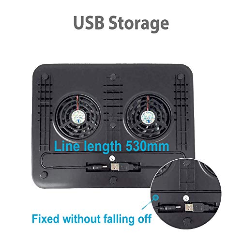 Laptop Cooler Cooling Pad 10"-16" Notebook Cooler Cooling Stand - Slim Portable USB Powered 2 Fans, Adjustable Mounts Laptop Stand Height Angle.