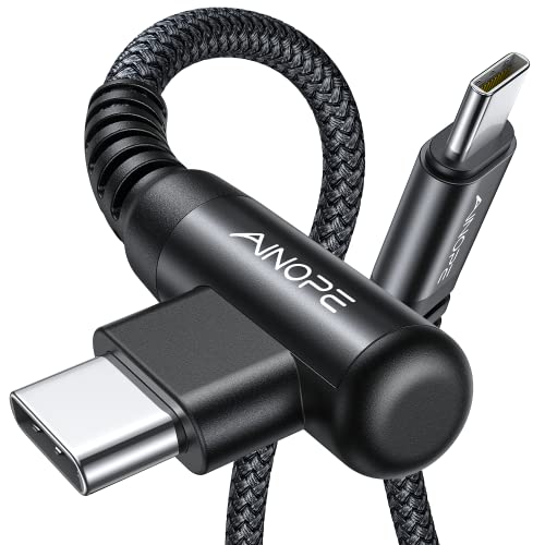 AINOPE USB C Cable 60W 2-Pack 6.6ft Nylon Braided USB C to USB C Cable Type C Charger Fast Charging Right Angle USBC Cable Charger Cord for iPhone 16 Pro Max 15 Plus Samsung S24 S23 iPad Pro Black - color: Black, size: 6.6FT+6.6FT