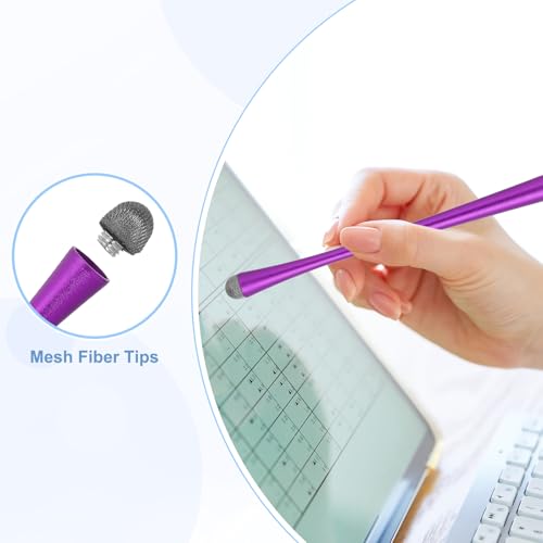 PATIKIL 5 Pcs Slim Waist Stylus Pens for Touch Screens, 2 in 1 High Sensitivity Universal Pen Capacitive Stylus for Phone Tablets Laptop Touch Screen Device, Purple - color: Purple