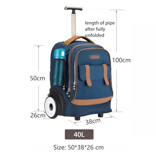 Rolling Laptop Bag with Quiet Wheels for 15.6 Inch Laptop, 6inch Large Wheel Roller Bag,Backpack with Wheels, Wheeled Computer Bag, T5- Blue - color: T5- Blue
