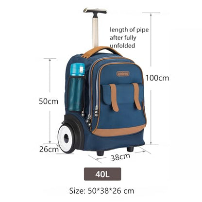 Rolling Laptop Bag with Quiet Wheels for 15.6 Inch Laptop, 6inch Large Wheel Roller Bag,Backpack with Wheels, Wheeled Computer Bag, T5- Blue - color: T5- Blue