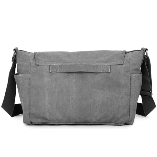 Sechunk Canvas Large Messenger Bag Shoulder bag Cross body bag Crossbody Bag - color: Grey, size: Small