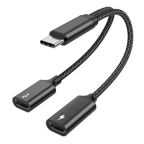 MOGOOD 60W USB C Splitter Cable, 2-in-1 USB-C Male to Dual USB-C Female, Charge While Using Headphones, SSD, DAC, or Controller – for Steam Deck, Quest 3, iPad, Samsung, Pixel (Not for Monitor) - color: Black, size: 1pack
