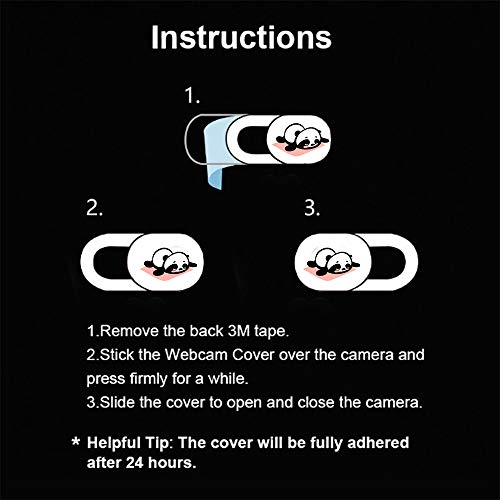 Webcam Cover Slide Ultra Thin Laptop Camera Privacy Protect, Panda | 3 Pcs Cute Panda, Ultra thin camera cover fit for Cell phone desktop tablet PC, front camera blocks webcam to protect privacy - color: Panda 3