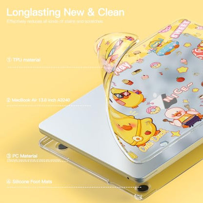 Batianda Premium Clear TPU Case for New MacBook Air 13.6" M5/M4/M3/M2 with Fun Pattern, Ultra-Slim Lightweight Protective Shell with Anti-Yellowing, Scratch Resistance & TPU Keyboard Cover, Cute Duck - color: Cute Duck