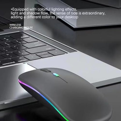 Guiheng Wireless Bluetooth Mouse,LED Dual Mode Rechargeable Silent Slim Laptop Mouse,Portable(BT5.2+USB Receiver) Dual Mode Computer Mice,for Laptop,Desktop Computer,ipad Tablet,Phone,TV (Grey) - color: grey