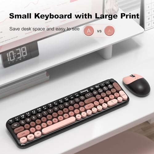 MOFII Wireless Keyboard and Mouse Combo, Full Size 2.4G Retro Round Computer Keyboard and Mouse Set, Plug and Play, for Windows, Computer, Desktop, PC, Notebook - (Lovely BlackBerry Gradient) - color: Blackberry Gradient