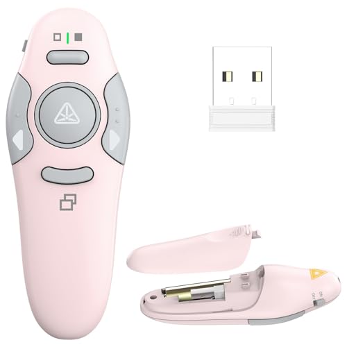 QUI Presentation Clicker Wireless Presenter Remotee, Pink, A | Clicker for PowerPoint Presentation Remote, PowerPoint Slide Advancer for Mac/Windows/Google Slide/Keynote - color: Pink