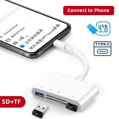 Cablecc USB-C USB 2.0 Type C to TF Micro SD SDXC Dual USB3.0 Female 5 in 1 Card Reader PD 27W Adapter for Laptop Tablet Phone - style: USB-Cto SD+TF+2USB+PD