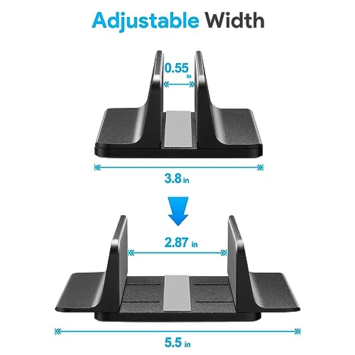 JARLINK Vertical Laptop Stand, Aluminum Laptop Holder Desktop Stand with Adjustable Dock Size (up to 17.3 inches) Compatible with All MacBook/Surface/Dell/Gaming Laptops (Black) - color: Black, size: 1-slot