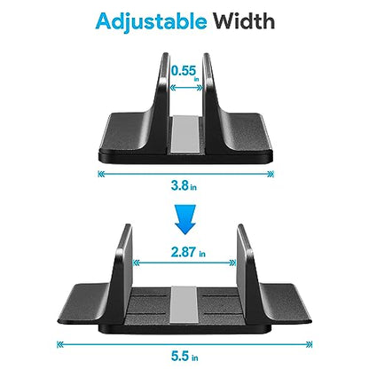 JARLINK Vertical Laptop Stand, Aluminum Laptop Holder Desktop Stand with Adjustable Dock Size (up to 17.3 inches) Compatible with All MacBook/Surface/Dell/Gaming Laptops (Black) - color: Black, size: 1-slot