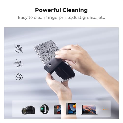 K&F CONCEPT 2-in-1 Screen Cleaning Tool, Includes 20ml Liquid, Grey & Pink | Powerful Cleaning,Wide-Angle Atomizing Nozzle, Fiber Cloth Shell,One Spray and One Wipe,Easy Clean,MM04