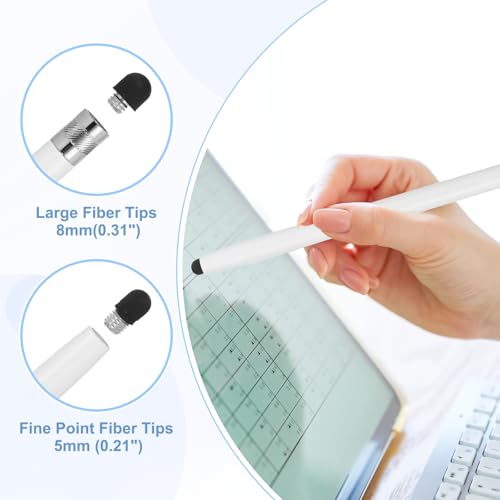 PATIKIL 5 Pcs Stylus Pens for Touch Screens, 2 in 1 High Sensitivity Universal Pen Capacitive Stylus for Phone Tablets Laptop Touch Screen Devices, White - color: White