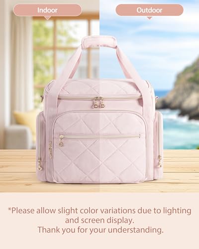Marscamd Rolling Teacher Bag with 15.6" Laptop Compartment for Work | Multi-Slot Front Pocket, Detachable Trolley & Shoulder Straps, Water-Resistant, Women Work Briefcase Tote with Wheels (Pink)) - color: Pink