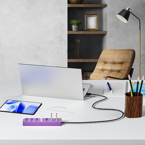 USB Hub 7 Port, USB Splitter with Individual On/Off Switches and Lights | USB 3.0 Hub with 3.3ft Cable, Extender for A Port Laptop, PC, Desktop-Purple - color: Purple