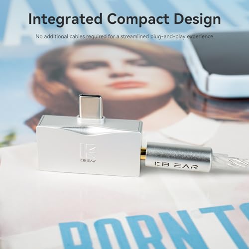 2026 Latest KBEAR TC06 USB C DAC with Headphone Amplifier, Portable Mini DAC Amp with 3.5mm 4.4mm Output, HIFI Hi-Res USB C to 3.5mm Audio Adapter for KZ ZS10 PRO IEM,Work with PC/Laptop/Phone(Silver)