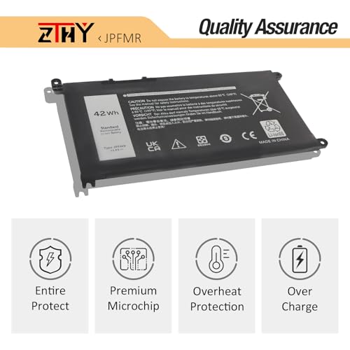 ZTHY 42Wh JPFMR Battery Replacement for Dell Chromebook 3400 3100 2-in-1 | Chromebook 5488 5493 5593 Laptop P101G P101G001 P29T P29T001 0JPFMR 07GDY 16DPH 65N6H 7T0D3 7MT0R DN33X Battery 11.4V 3-Cell - size: 7.56*4.13*0.24 inch JPFMR