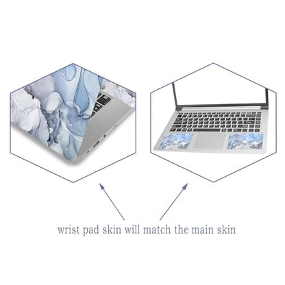 Laptop Decal Sticker Skin Cover, 11.6”12" 13" 13.3" 14" 15" 15.4" 15.6 inch Laptop Netbook Vinyl Skin Sticker Cover Art Notebook PC Protector (2 Wrist Pad Included), Removable Reusable, Blue Marble - color: Blue Marble