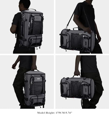 WITZMAN Travel Backpack for Men Convertible Large Carry on Bag | Large Nylon Laptop Backpack Fits 17 Inch, Airline Approved, Shoe Compartment, For Weekend Trips, Daily, B689 Silvery Grey