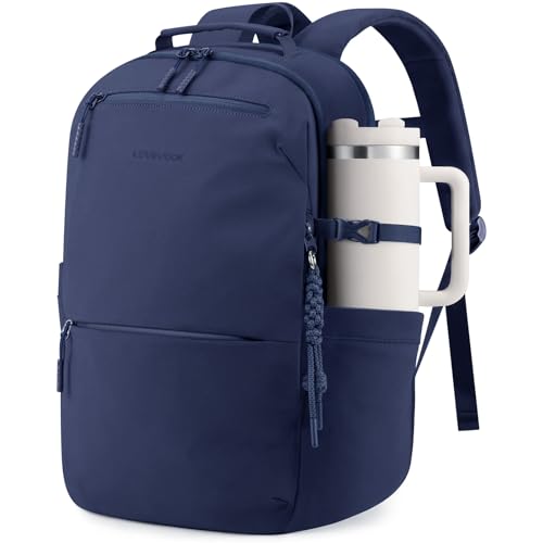 LOVEVOOK Laptop Backpack for Women Men with Giant Tumbler Holder - 15.6Inch Work Computer Travel Backpack with Laptop Compartment, Water Resistant, Cute Commuter College Teacher Nurse Purse Bag, Blue - color: Dark Blue, size: 15.6 Inch