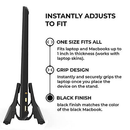 HumanCentric Vertical Laptop Stand for Desks in Matte Black, Upright Adjustable Holder to Dock Apple MacBook Stand, and Other Laptops to Organize Work & Home Office, Automatic Grip - color: Black