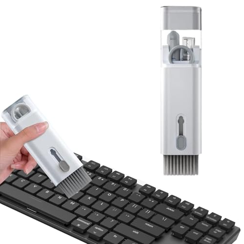 7 in 1 Laptop Cleaning Kit Keyboard Cleaner,Computer Tech Cleaning Brush,Earbuds Camera PC Monitor Screen Cleaner Computer Clean Tools Kit Corner Gap Duster Keycap Puller(Grey) - color: Grey