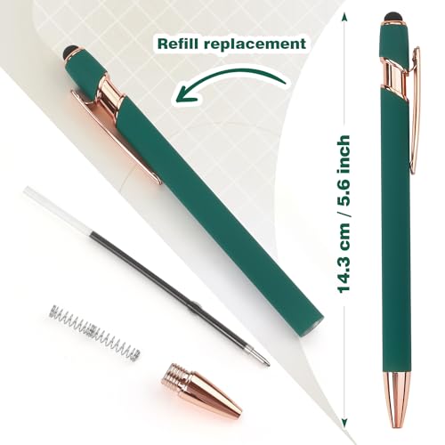 6 Pack Ballpoint Pen 2-in-1 Pen with Stylus tip, 1.0 mm Black Ink | Metal Stylus Pen for Touch Screens - color: 6 Black Gold
