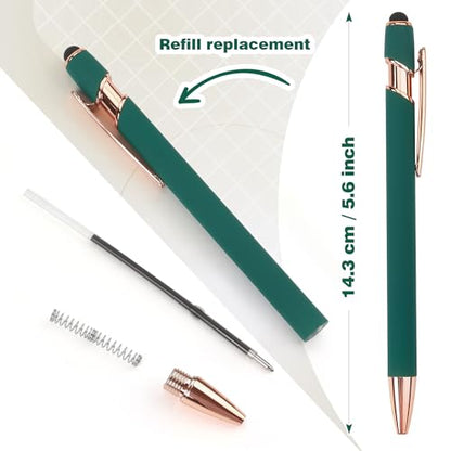 6 Pack Ballpoint Pen 2-in-1 Pen with Stylus tip, 1.0 mm Black Ink | Metal Stylus Pen for Touch Screens - color: 6 Black Gold