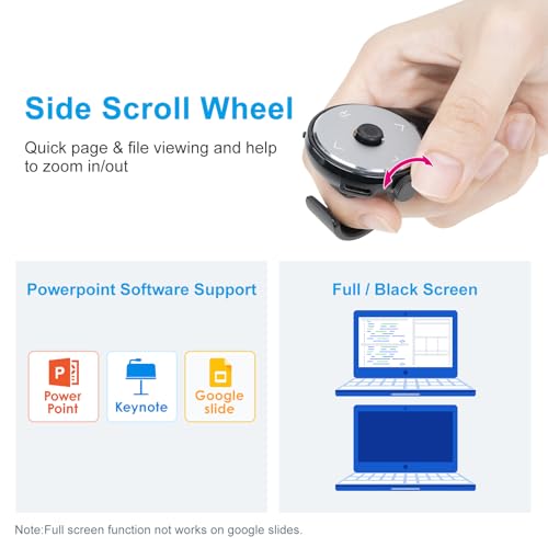 SANWA 2 in 1 Ring Mouse, 2-Device Switch, Wireless Presentation Clicker | Portable Mini Wearable Mouse, 800 DPI, Rechargeable Handheld Remote Mice, Compatible for PC, Laptop, Mac, Tablet, e-Book