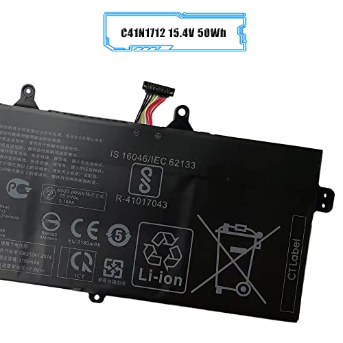 C41N1712 Laptop Battery Compatible with ASUS GX501 GX501Vl GX501GI GX501G GX501GM GX501GS GX501VSK GX501VS-XS710B200-02380100 15.4V 50Wh