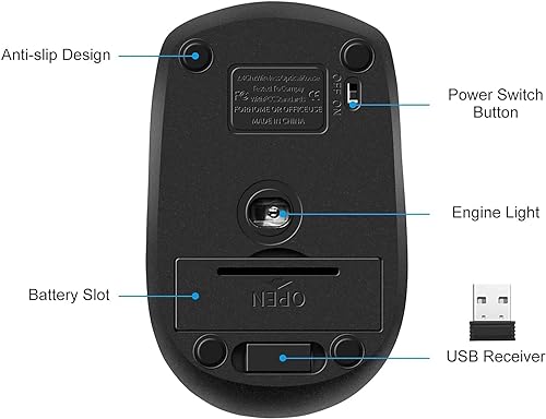 Guiheng 2 Pack Wireless Mouse, 2.4Ghz Wireless Mouse Computer Mouse1200,6 Buttons with Nano Receiver for Laptop,PC,Chromebook,Computer,Notebook,Office (Black) - color: 2 pack black