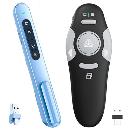 QUI Presentation Remotes USB A&C Bundle | BK600 Slim-Shaped Blue & BQ100 Remote-Shaped Black