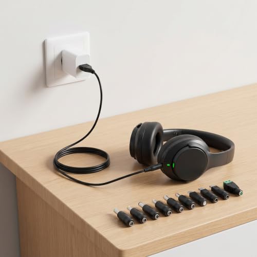 DC 5V Power Cord USB to DC Power Cable Universal | DC 5.5x2.1mm Cable with 13 Connectors for Router LED Light Mini Fan Speaker and More 5V Devices